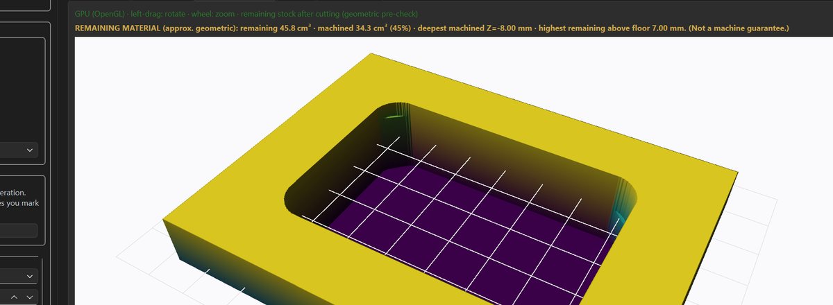Material removal simulation in CAMEKOS