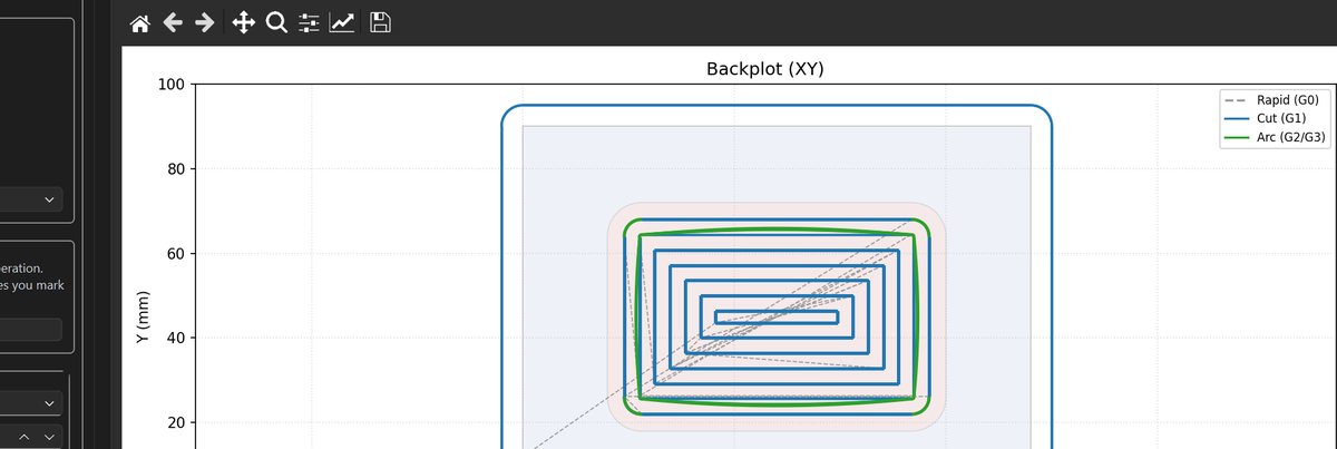 2D toolpath backplot in CAMEKOS